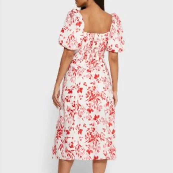 NWT Banana Republic puff sleeve white floral dress - Picture 3 of 14